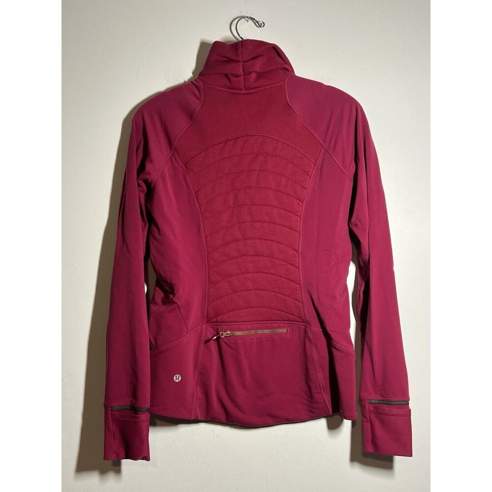 Lululemon VGUC Berry Rumble Fleece Out Full Zip Jacket Gold Zippers Size 8 - Picture 9 of 11